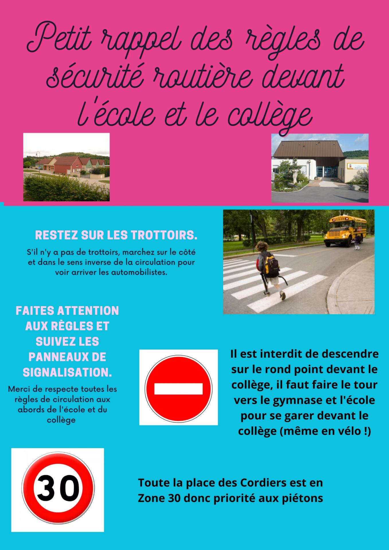 flyer sécurité routière réalisé par les élèves du collège Jean Lacaille