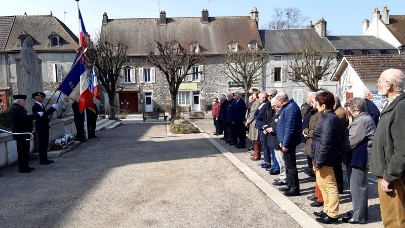 monument aux morts drapeaux et autorités civils