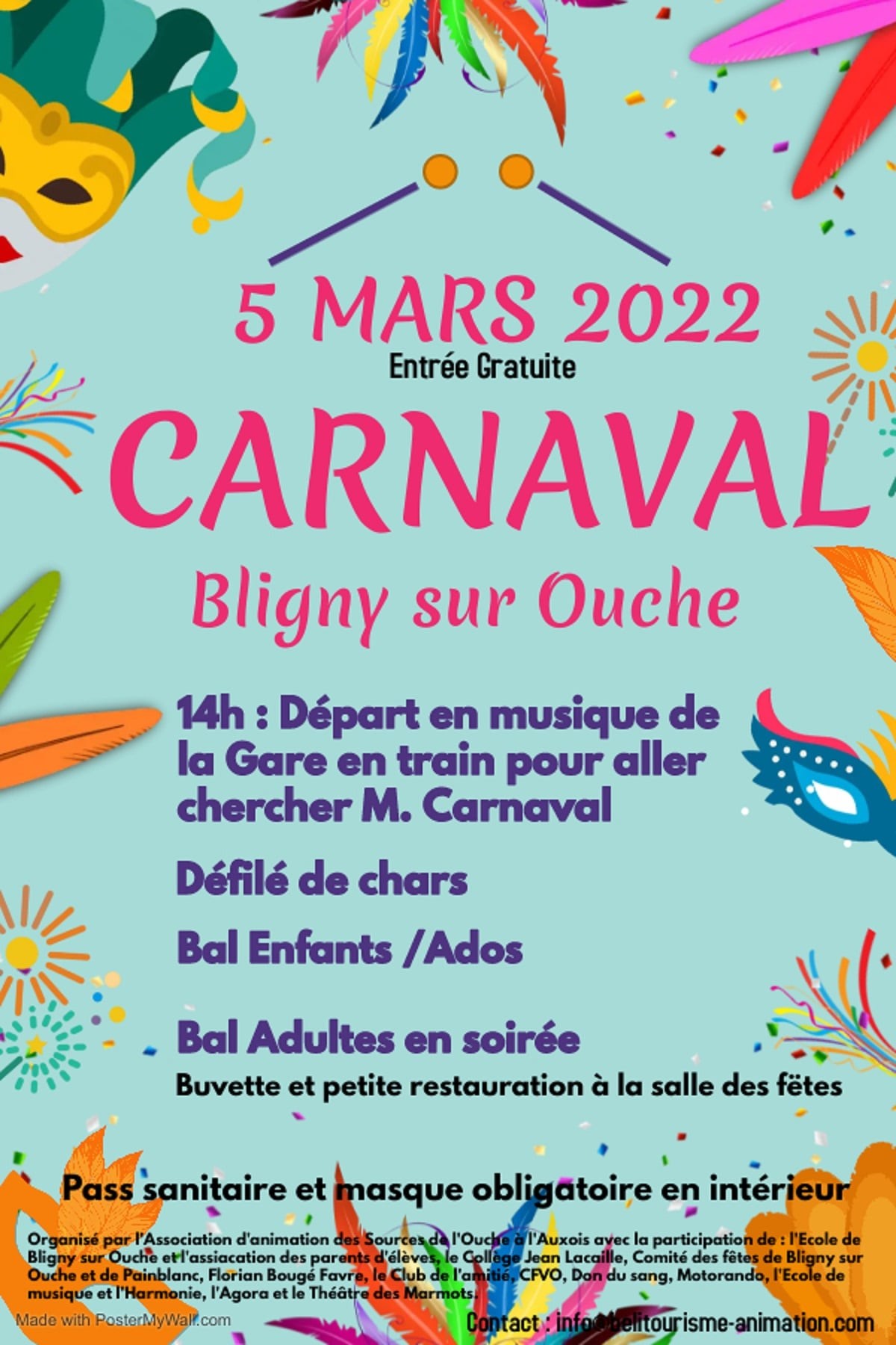 affiche du carnaval réalisée par le collège de Bligny sur Ouche