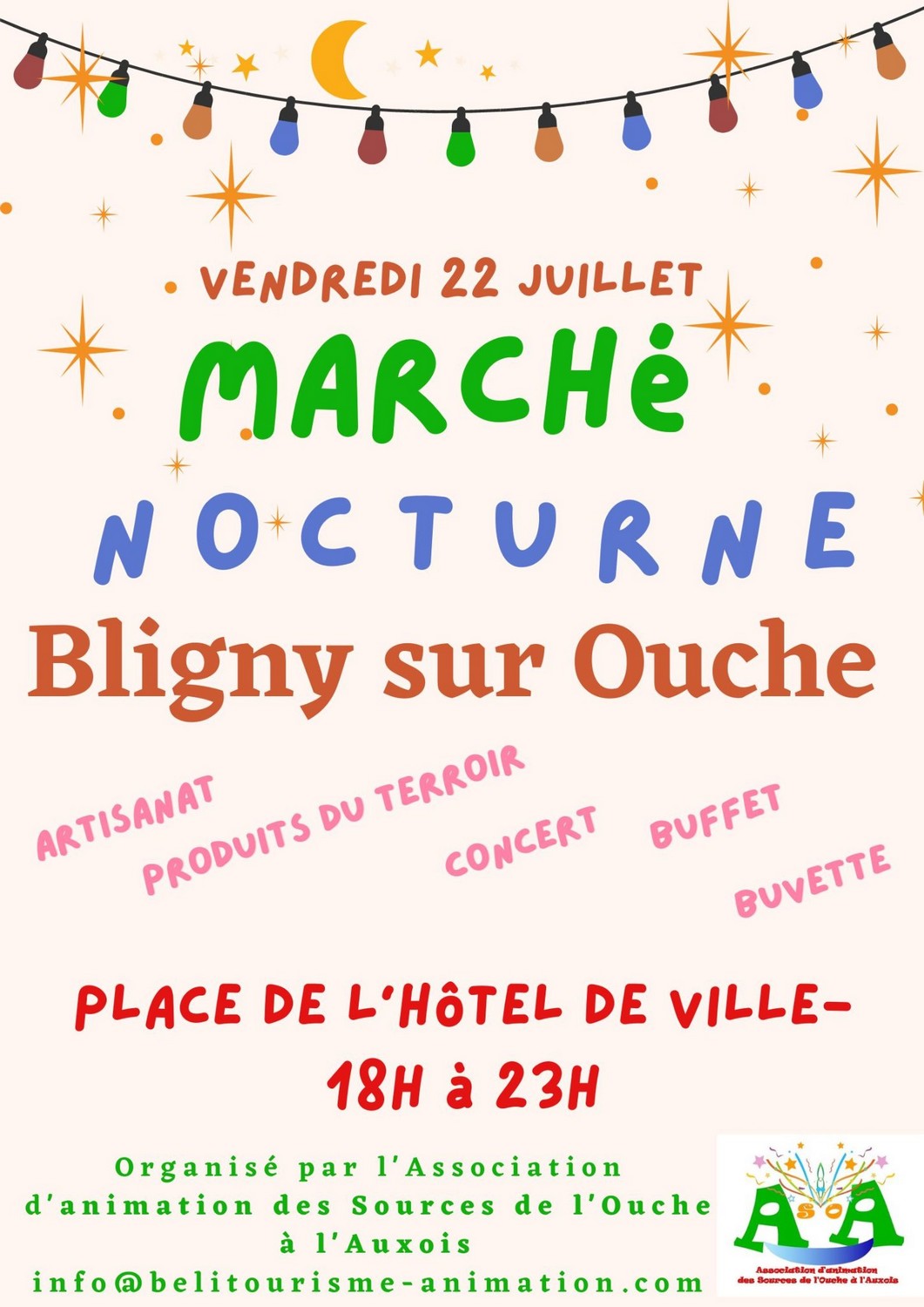 affiche marché nocturne bligny sur ouche juillet 2022